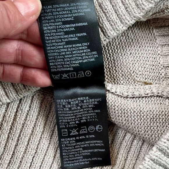 H&M Tan Beige Knit Crew Neck Tunic Sweater S - Picture 10 of 11